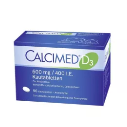 CALCIMED D3 600 mg/400 I.E. närimistabletid, 96 tk