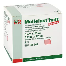 MOLLELAST kleepuvad sidemed lateksivabad 8 cm x 20 m punane, 1 tk