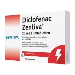 DICLOFENAC Zentiva 25 mg õhukese polümeerikattega tabletid, 10 tk