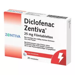 DICLOFENAC Zentiva 25 mg õhukese polümeerikattega tabletid, 20 tk