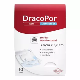 DRACOPOR veekindel haavaplaaster 3,8x3,8 cm steriilne, 10 tk