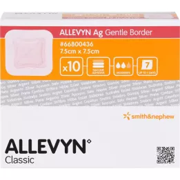 ALLEVYN Ag õrn piir 7,5x7,5 cm haavade assotsiatsiooni, 10 tk