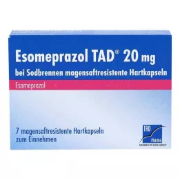 ESOMEPRAZOL TAD 20 mg kõrvetiste vastu msr kõvakapslid, 7 tk