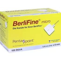 BERLIFINE mikrokanüül 0,25x8 mm, 100 tk