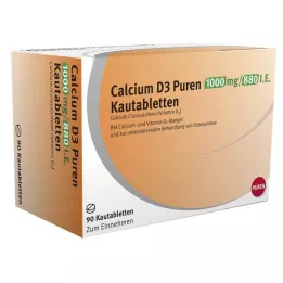CALCIUM D3 Puren 1000 mg/880 I.E. närimistabletid, 90 tk