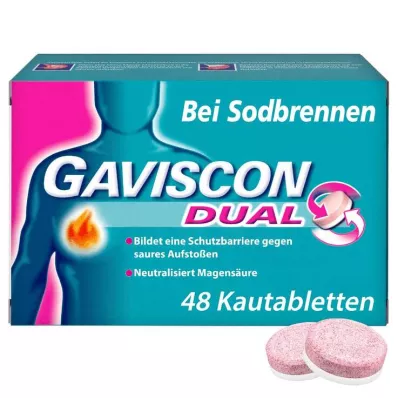 GAVISCON Dual 250 mg/106,5 mg/187,5 mg närimistabletid, 48 tk