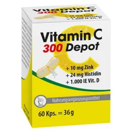 Vitamiin C 300 depoo + tsink + histidiin + D kapslid, 60 tk
