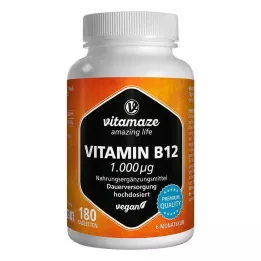 Vitamaze B12-vitamiin 1000 μg Kõrge doseeriva vegaani tabletid, 180 tk