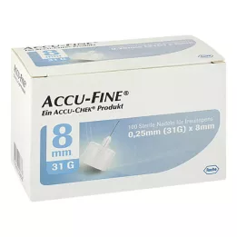 ACCU FINE steriilsed nõelad insuliinipliiatsi jaoks 8 mm 31 G, 100 tk