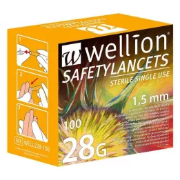 WELLION Ohutuslansetid 28 G ühekordselt kasutatavad turvalantsetid, 100 tk