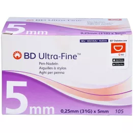 BD ULTRA-FINE Pliiatsi nõelad 5 mm 31 G 0,25 mm, 105 tk