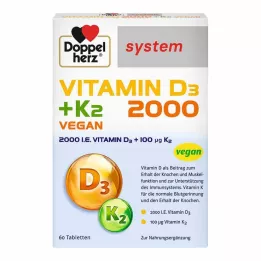 DOPPELHERZ Vitamiin D3 2000+K2 süsteemi tabletid, 60 tk