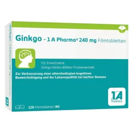 Ginkgo – 1 A Pharma® 240 mg õhukese polümeerikattega tablett, 120 tk