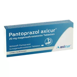 PANTOPRAZOL axicur 20 mg gastroresistentsed tabletid, 14 tk