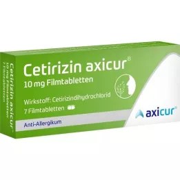 CETIRIZIN Axicur 10 mg kilega kaetud tabletid, 7 tk