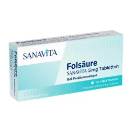 FOLSÄURE SANAVITA 5 mg tabletid, 20 tk