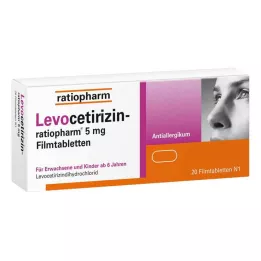 LEVOCETIRIZIN-ratiopharm 5 mg õhukese polümeerikattega tabletid, 20 tk