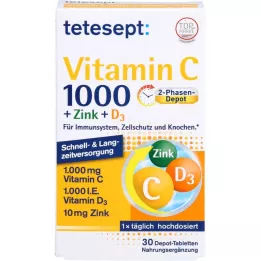 TETESEPT C-vitamiin 1000+tsink+D3 1000 I.E. tabletid, 30 tk
