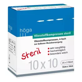 VLIESSTOFF-KOMPRESSEN steriilne 10x10 cm neljakordne, 25x2 tk