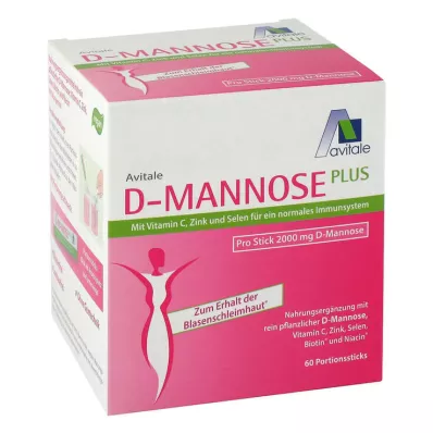 D-MANNOSE PLUS 2000 mg Vitamiinide ja mineraalainetega pulgad, 60X2,47 g