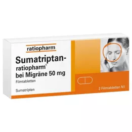 SUMATRIPTAN-ratiopharm migreeni vastu 50 mg õhukese polümeerikattega tabletid, 2 tk