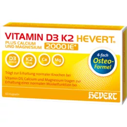 VITAMIN D3 K2 Hevert pluss Ca Mg 2000 IU/2 kapslit, 60 tk