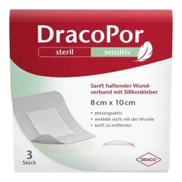 Dracopor sense 8x10 cm steriilne silikoonliimiga, 3 tk