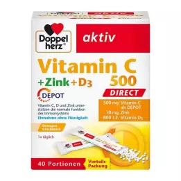 DOPPELHERZ Vitamiin C 500+Tsink+D3 Depoo DIRECT Pel., 40 tk