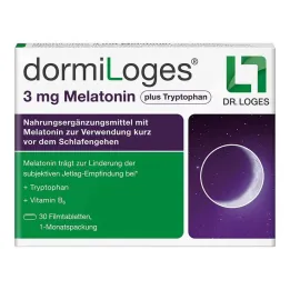 Dormiloges 3 mg melatoniini pluss trüptofaani õhukese polümeerikattega tabletid, 30 tk