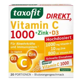 Taxofit C-vitamiin 1000 + Tsink + D3 Direct Graanulid, 20 tk