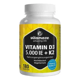 Vitamiin D3 K2 5000 RÜ / 100 µg suurtes annustes tabletid, 180 tükki