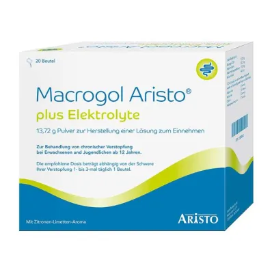 Macrogol Aristo plus elektrolüüdid 13,72 g Ple, 20 tk Macrogol Aristo plus elektrolüüdid 13,72 g Ple, 20 tk