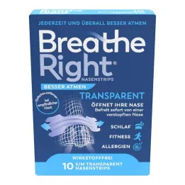 Hinga paremini Breathe Right ninaplaastrid tavalised läbipaistvad, 10 tk