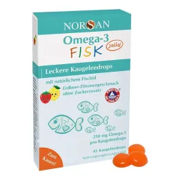 Norsan Omega-3 Fisk Jelly lastele mõeldud dražeed, 45 tk