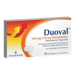 Duoval 500 mg / 150 mg õhukese polümeerikattega tabletid, 10 tk