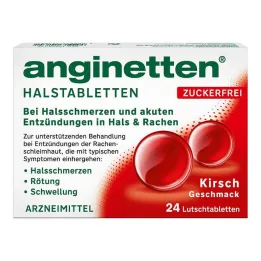 Anginetten suhkruvabad kurgupastillid, kirsimaitselised, 24 tabletti