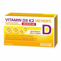 Vitamiin D3 K2 Hevert + kaltsium ja magneesium 4000 IE kapslid, 120 tk