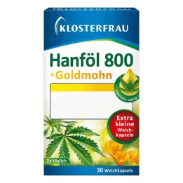 Klosterfrau kanepiõli 800 mg + kuldmooni pehmekapslid, 30 tk