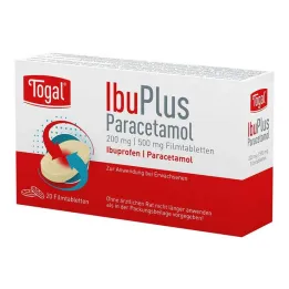 Togal Ibuplus Paracetamol 200 mg / 500 mg õhukese polümeerikattega tabletid, 20 tk