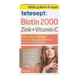 Tetesept Biotin 2000 õhukese polümeerikattega tabletid, 30 tk