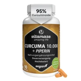 Curcuma 10 000 + piperiini suurtes annustes vegan kapslid, 90 tk