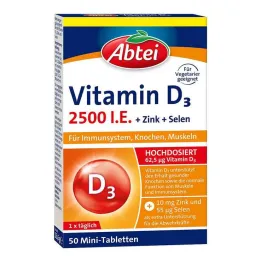 Abbey Vitamin D3 2500 IU Mini Tabletid, 50 tk