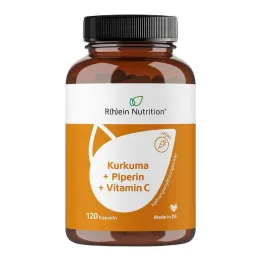 Kurkum 95% kurkumiin + piperiin + vitamiin C vegan kapslid, 120 tk