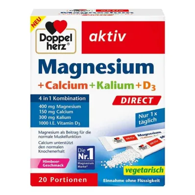 Doppelherz Magneesium + Kaltsium + Kaalium + D3 Direct Pelletid, 20 tk