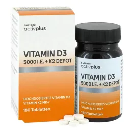 Activplus Vitamiin D3 5000 RÜ + K2 Depo tabletid, 180 tk