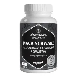 Maca Black + Tribulus + Ženšenni komplekskapslid, 180 tk