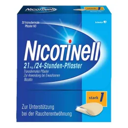 NICOTINELL 21 mg / 24 tunni nikotiiniplaastrid, plaastri tugevus tugev (1), 30 tk