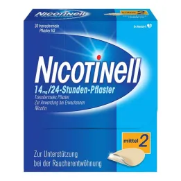 NICOTINELL 14 mg / 24 tunni nikotiiniplaastrid, plaastri tugevusega keskmine (2), 30 tk